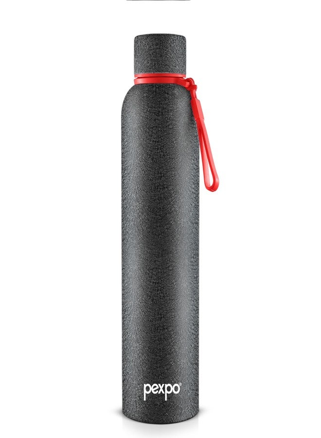 PEXPO Water Bottle 1 LTR Stainless Steel | Hot and Cold Flask | ISI Certified Steel Bottle | Three Layer Insulation | Leakproof | for Home, Office | 1-Year Warranty |Bravo 1000| Black - Image 1